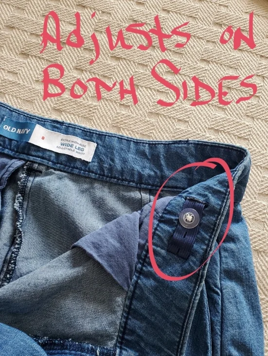 Old Navy Extra High-Rise Wide Leg Jeans Adjustable Waist SZ 8 - Picture 8 of 13